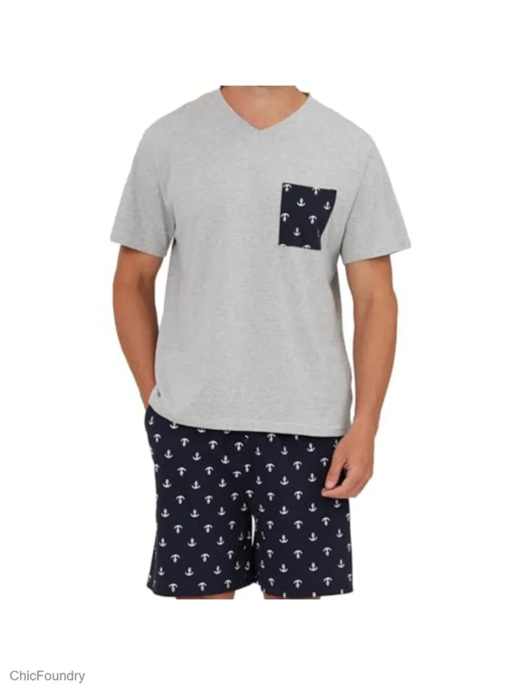 Soft Cotton Pajama Set with Short Sleeve V-Neck and Shorts for Summer